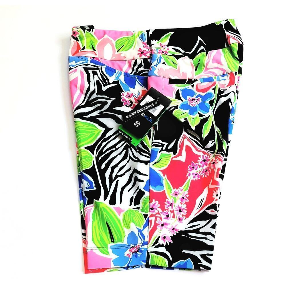 NWT IBKUL Amelia Floral Print High Rise Tummy-control UPF 50+ Ankle Pants - Picture 6 of 8